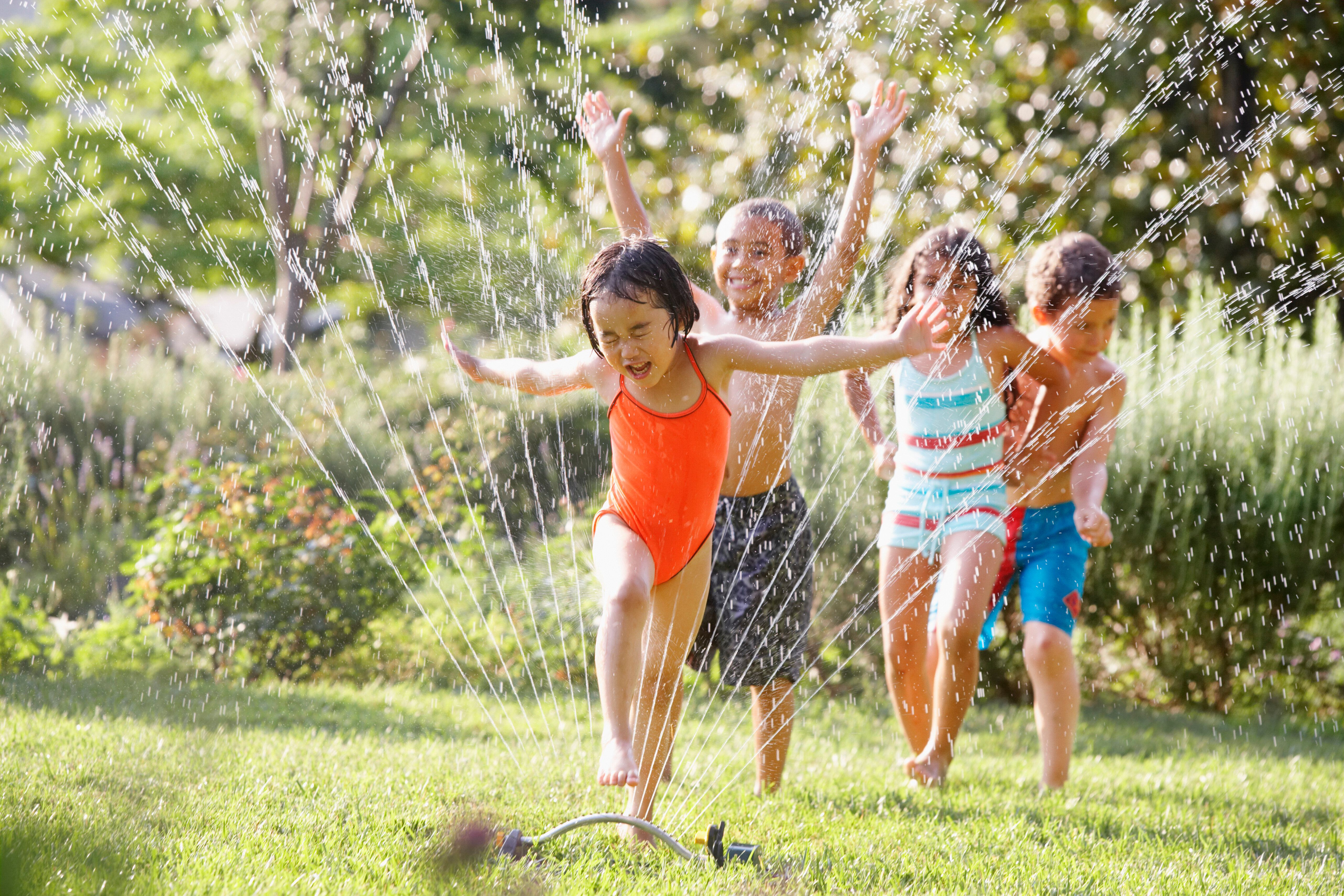 Kids in Sprinkler